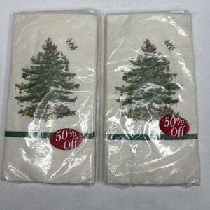 2 Packs Hallmark Guest Towels Spode Christmas Tree 2 Ply Facial Tissue VTG USA